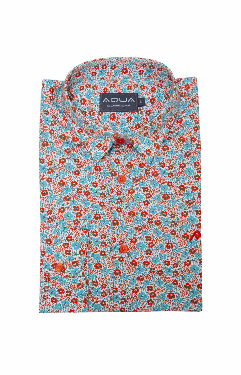 Aqua Sky Floral Side Ruched Tee